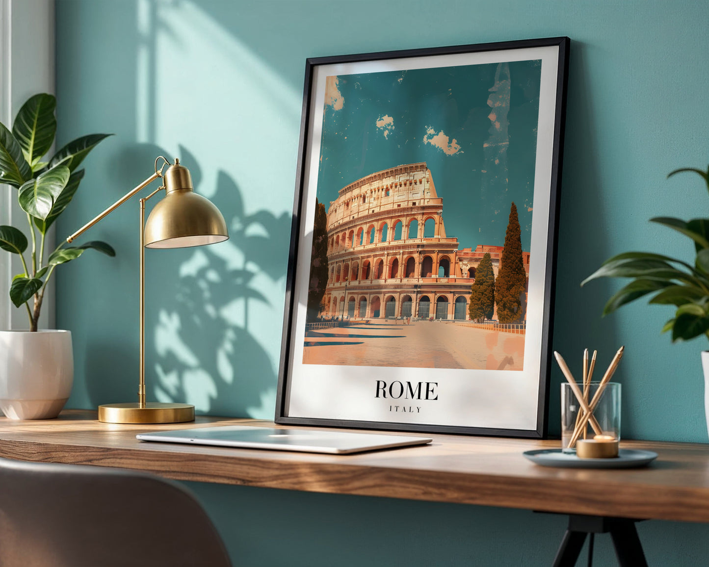 Rome Colosseum Vintage Travel Framed Poster – Framed Wall Art Poster - Image 1