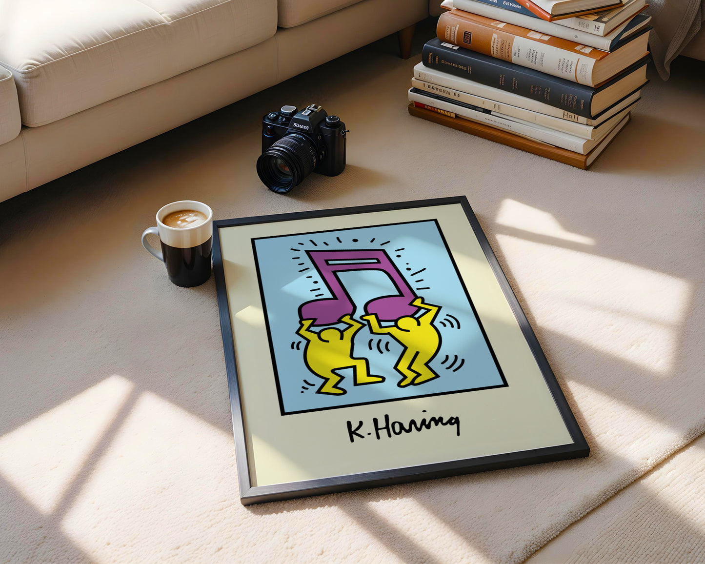 Keith Haring Style Dancing Music Note Framed Poster - View 3