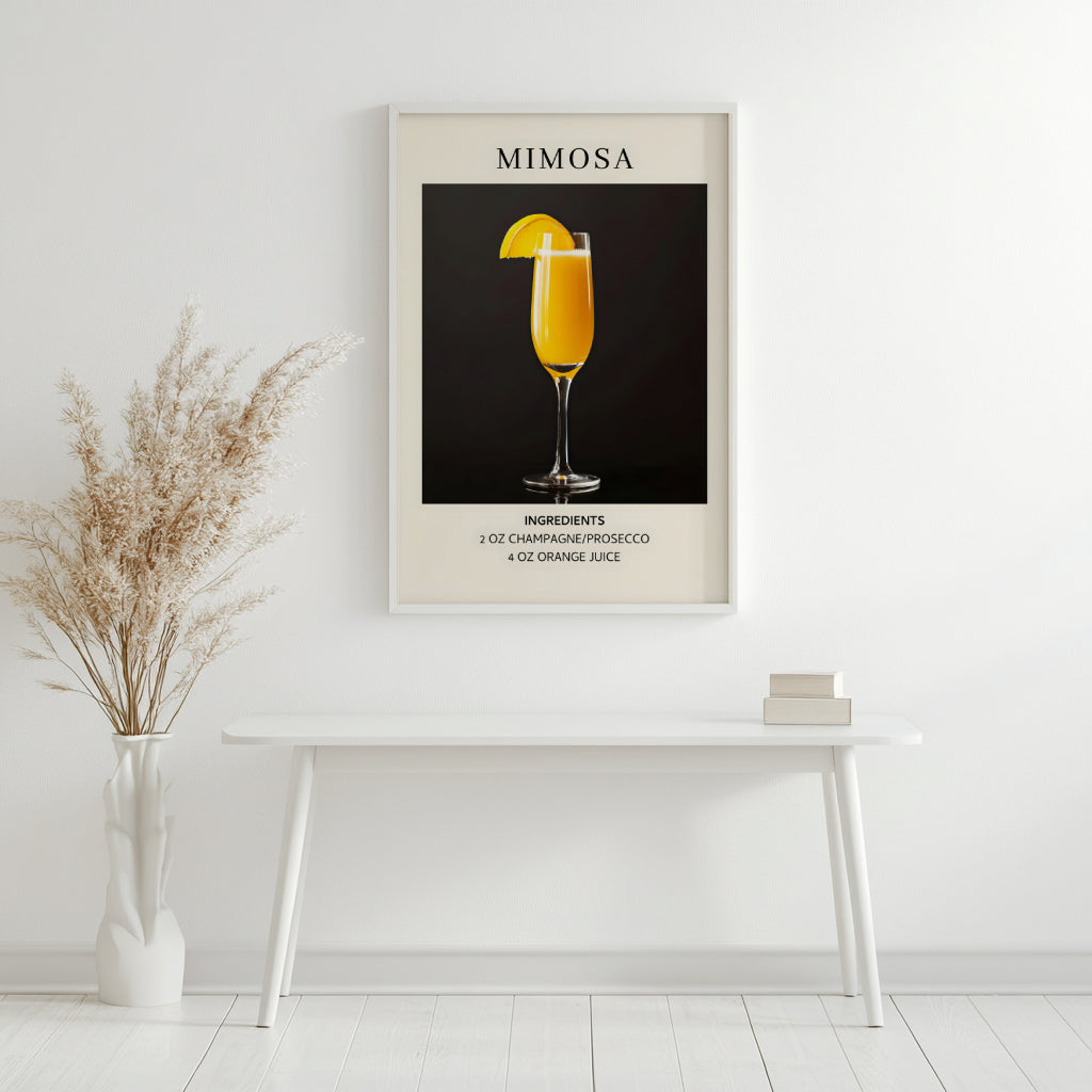 Mimosa Cocktail Recipe Framed Poster – Framed Wall Art Poster - Image 2