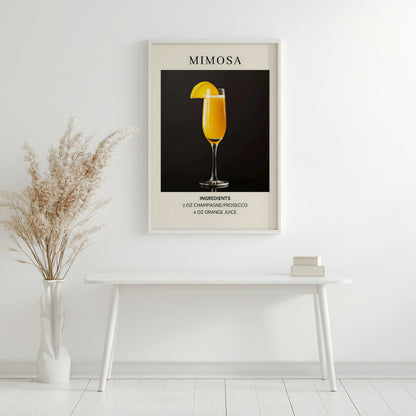Mimosa Cocktail Recipe Framed Poster – Framed Wall Art Poster - Image 2