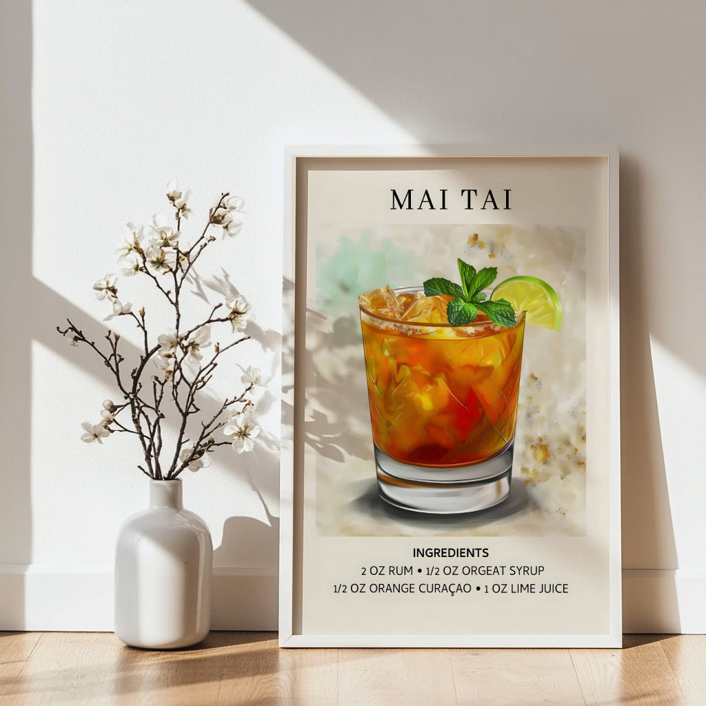 Mai Tai Cocktail Recipe Framed Poster – Framed Wall Art Poster - Image 3
