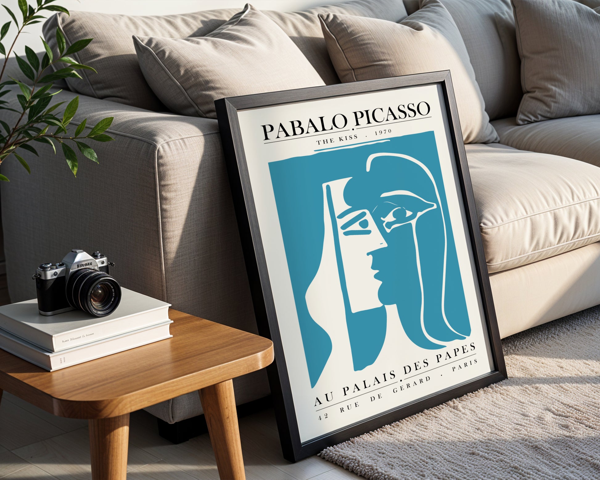 Picasso The Kiss Abstract Cubist Teal Framed Poster - View 2
