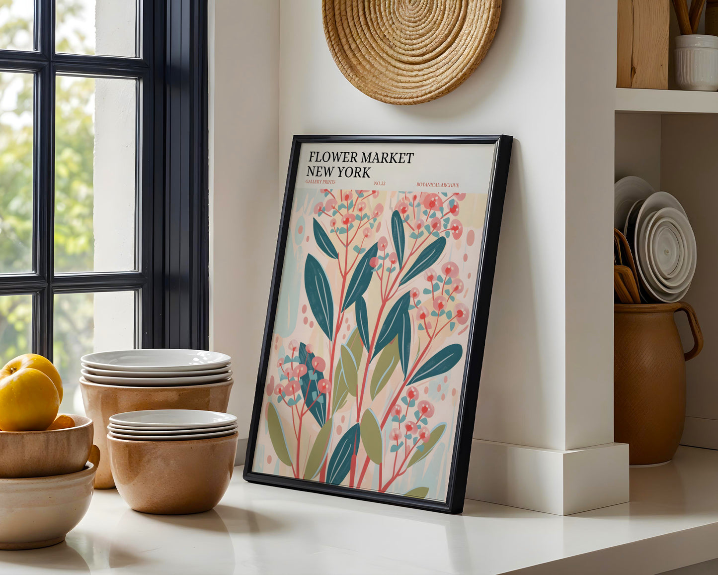 Flower Market New York Botanical Framed Art – Framed Wall Art Poster - Image 1