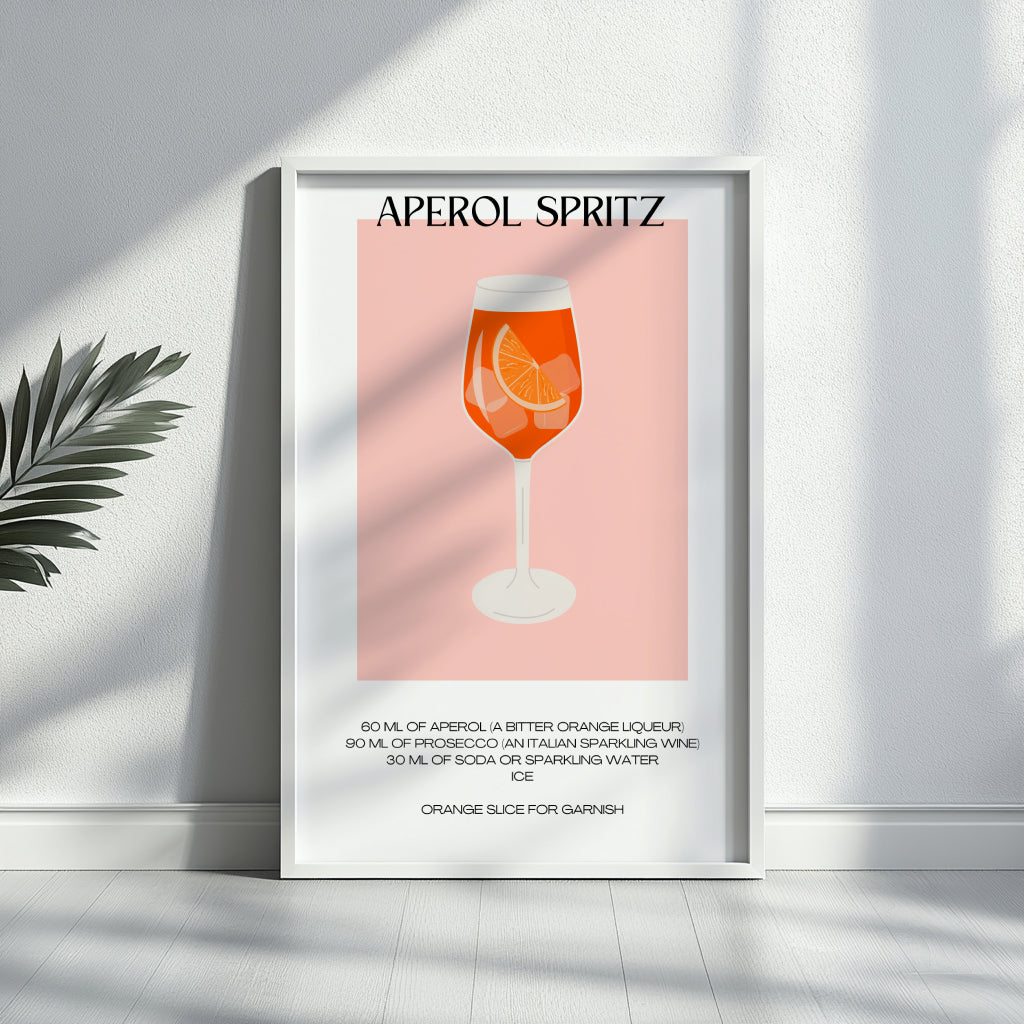 Aperol Spritz Cocktail Recipe - Style #3 Framed Poster – Framed Wall Art Poster - Image 2