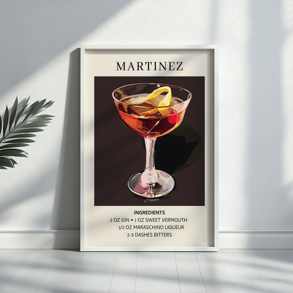 Martinez Cocktail Recipe Framed Poster – Framed Wall Art Poster - Image 3