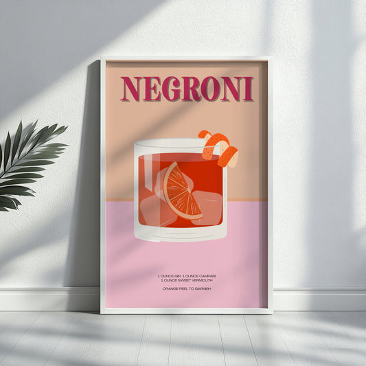 Negroni Cocktail Drink Recipe Framed Poster – Framed Wall Art Poster - Image 2