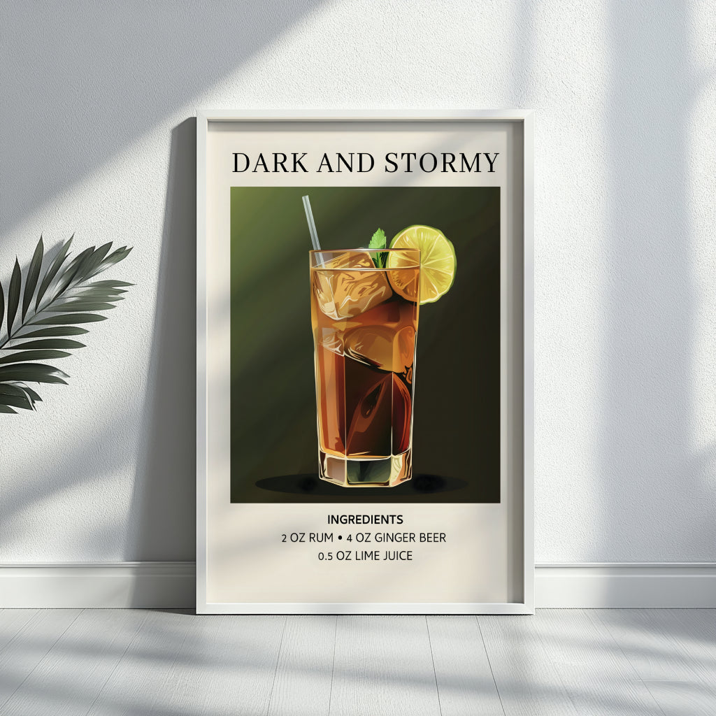 Dark & Stormy Cocktail Recipe Framed Wall Art – Framed Wall Art Poster - Image 3