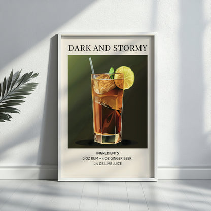 Dark & Stormy Cocktail Recipe Framed Wall Art – Framed Wall Art Poster - Image 3