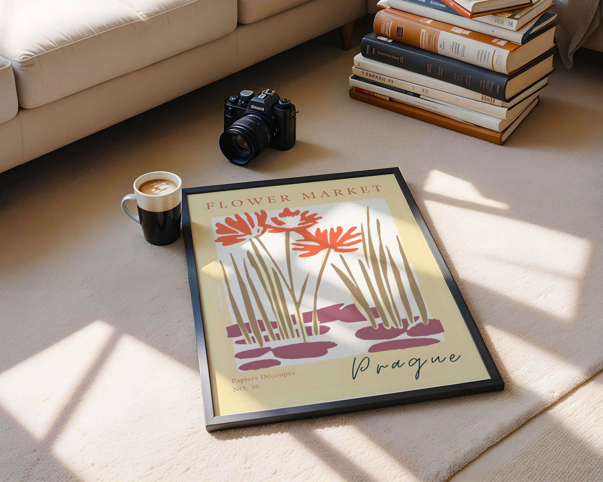 Prague Flower Market Abstract Art Framed Poster – Framed Wall Art Poster - Image 2