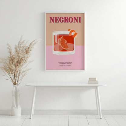 Negroni Cocktail Drink Recipe Framed Poster – Framed Wall Art Poster - Image 4