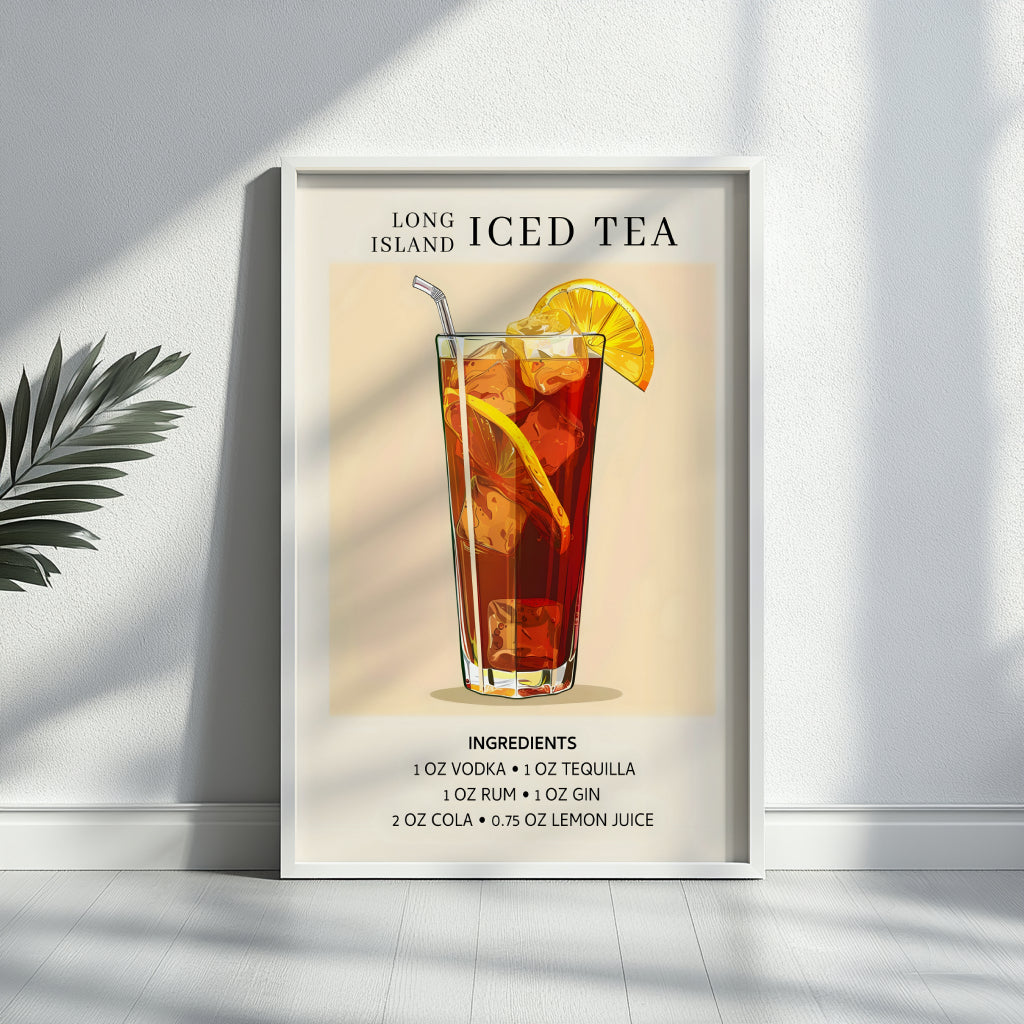 Long Island Iced Tea Cocktail Recipe Wall Art – Framed Wall Art Poster - Image 3