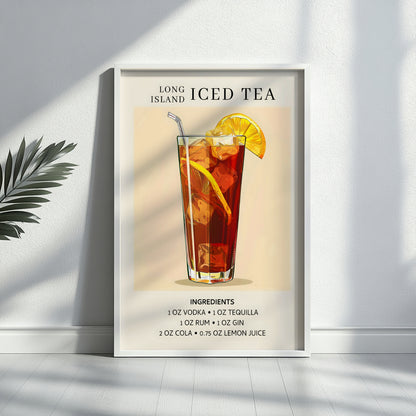 Long Island Iced Tea Cocktail Recipe Wall Art – Framed Wall Art Poster - Image 3