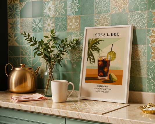 Cuba Libre Cocktail Recipe Framed Poster – Framed Wall Art Poster - Image 1