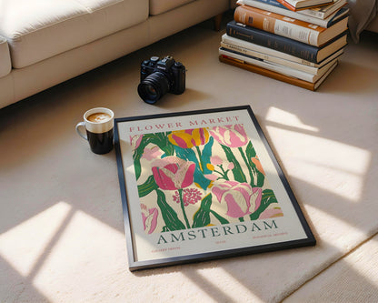 Amsterdam Flower Market Tulips Framed Poster – Framed Wall Art Poster - Image 4