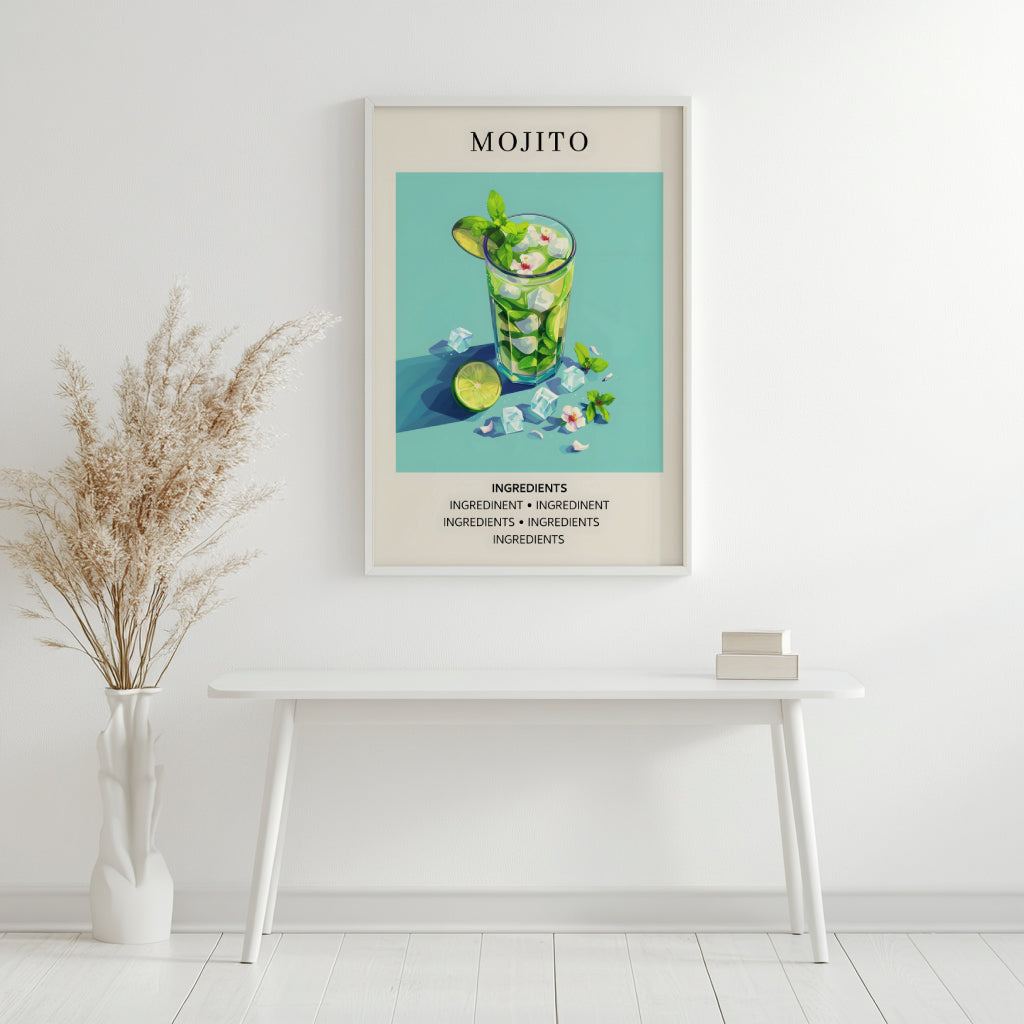 Mojito Cocktail Recipe Framed Poster – Framed Wall Art Poster - Image 4