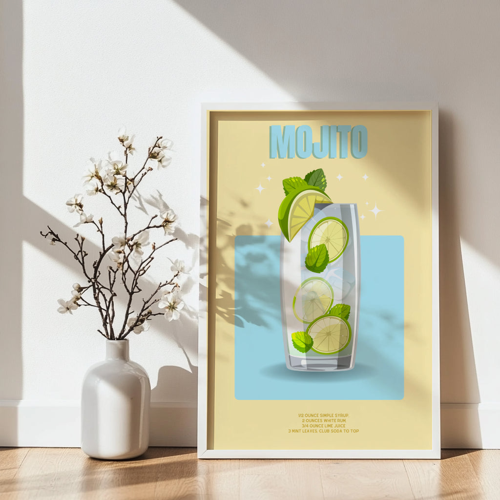 Mojito Cocktail Recipe Bar Wall Art Framed Poster – Framed Wall Art Poster - Image 4