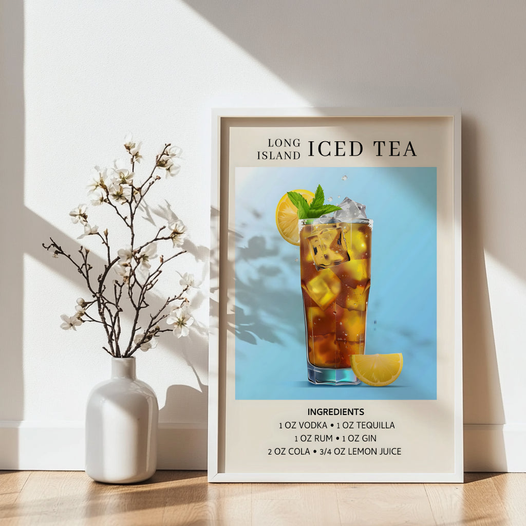 Long Island Iced Tea Cocktail Recipe Framed Poster – Framed Wall Art Poster - Image 4