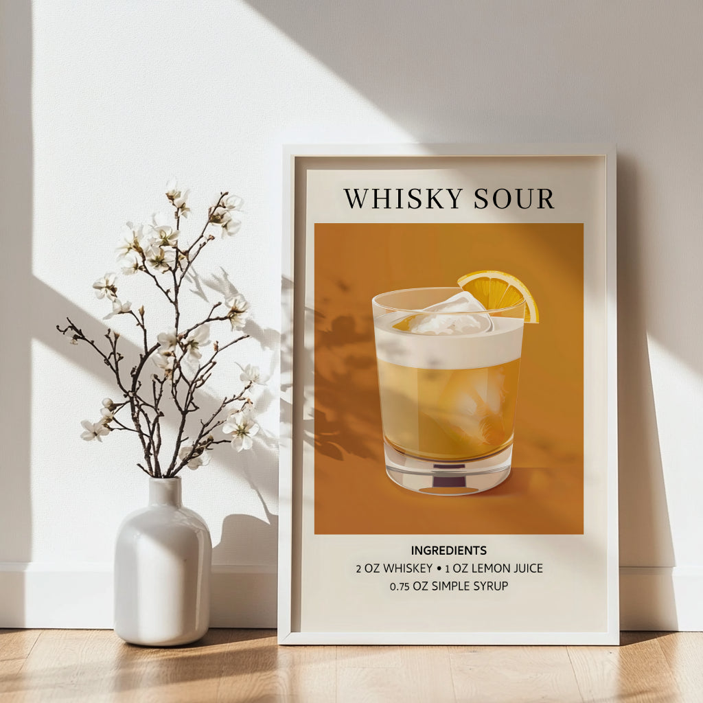 Whisky Sour Cocktail Recipe Framed Poster – Framed Wall Art Poster - Image 4