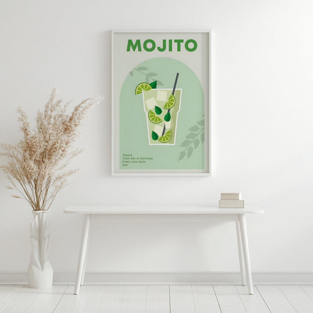 Mojito Cocktail Recipe Framed Poster#1 – Framed Wall Art Poster - Image 3