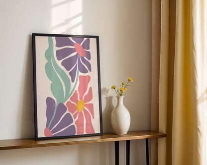 Abstract Pastel Floral Minimalist Framed Poster - View 4