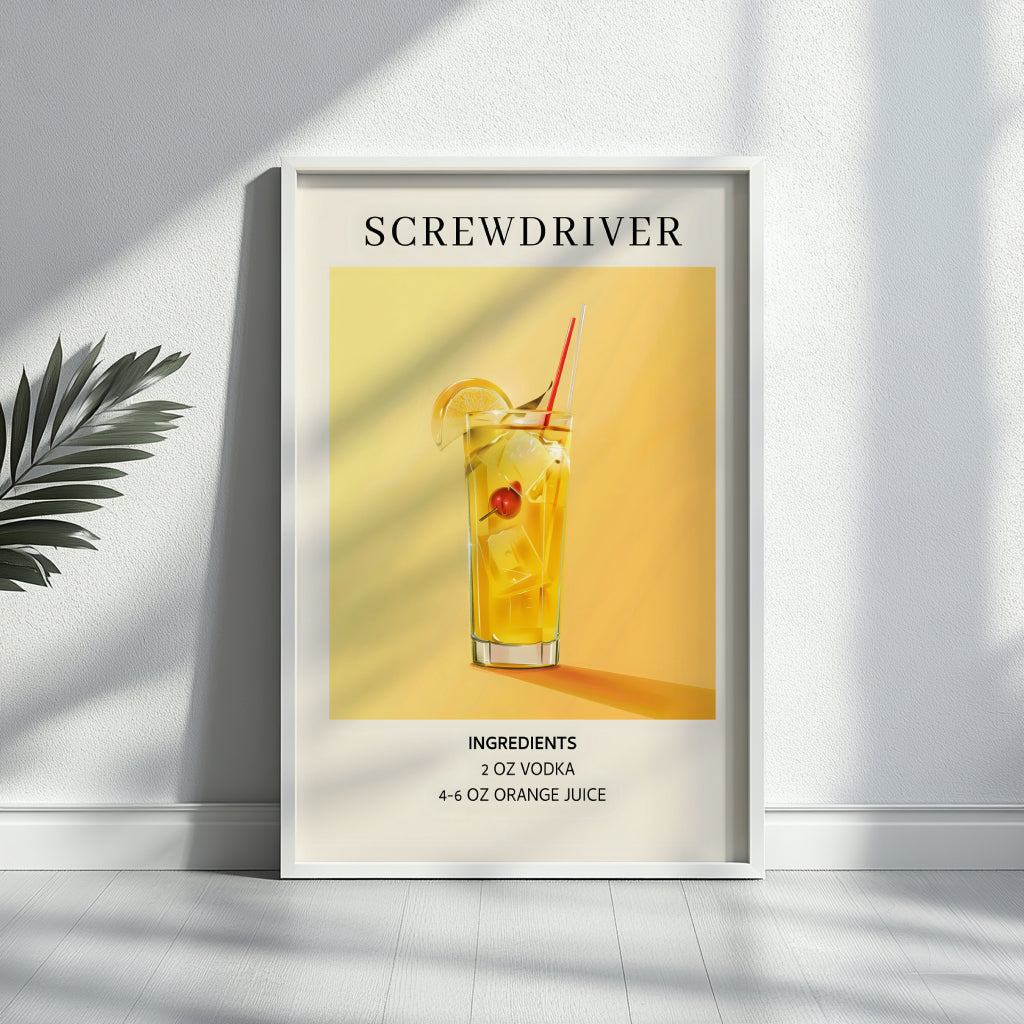 Screwdriver Cocktail Recipe Framed Poster – Framed Wall Art Poster - Image 4