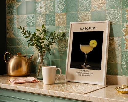 Classic Daiquiri Cocktail Recipe Framed Poster – Framed Wall Art Poster - Image 1