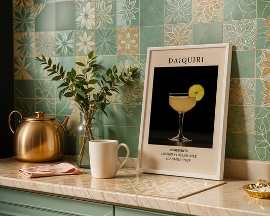 Classic Daiquiri Cocktail Recipe Framed Poster – Framed Wall Art Poster - Image 1