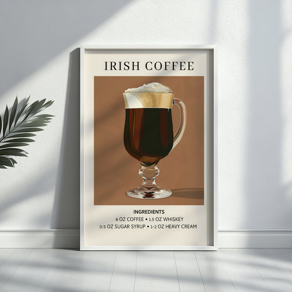 Irish Coffee Cocktail Recipe Framed Poster Wall Art – Framed Wall Art Poster - Image 3