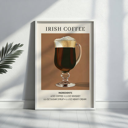 Irish Coffee Cocktail Recipe Framed Poster Wall Art – Framed Wall Art Poster - Image 3