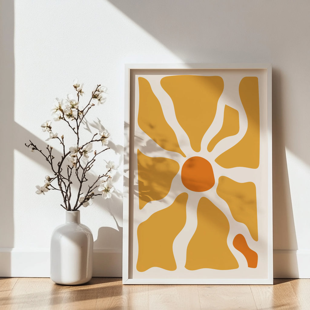 Abstract Golden Sunburst Framed Poster – Framed Wall Art Poster - Image 2