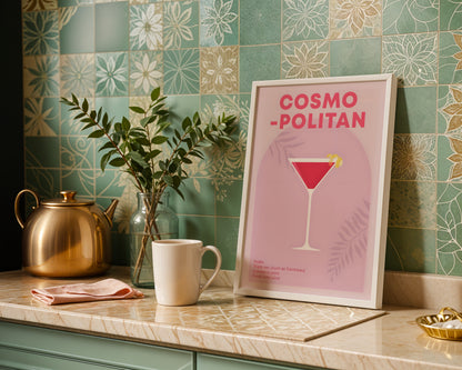 Cosmopolitan Cocktail Recipe Framed Poster – Framed Wall Art Poster - Image 1