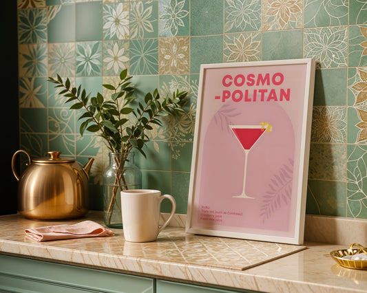 Cosmopolitan Cocktail Recipe Framed Poster – Framed Wall Art Poster - Image 1