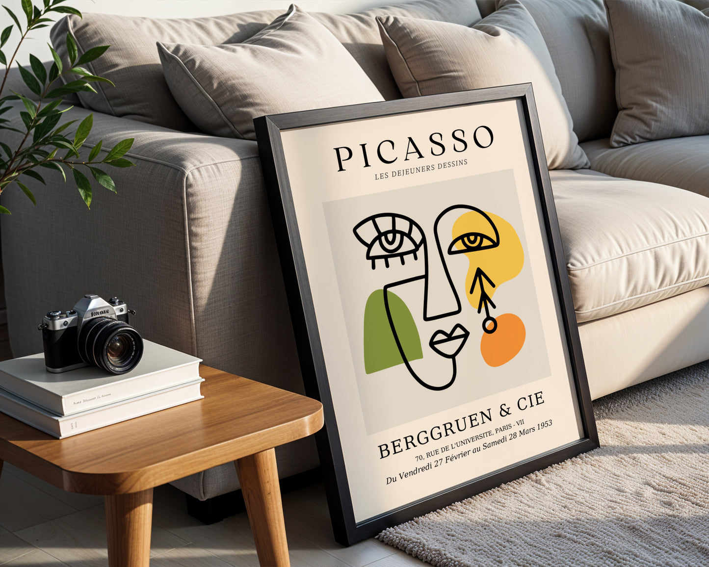Picasso Les Dejeuners Dessins Abstract Face Framed Poster - View 3