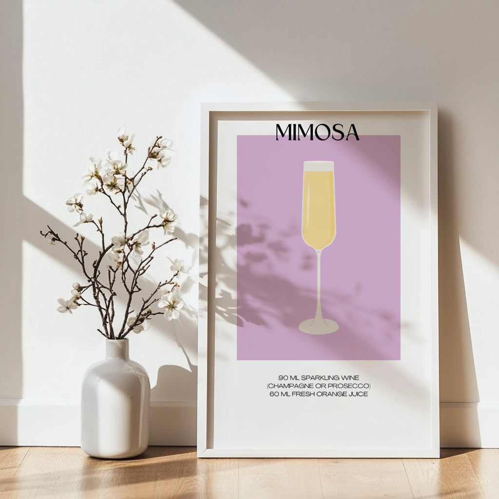 Minimalist Mimosa Cocktail Recipe Framed Poster – Framed Wall Art Poster - Image 4
