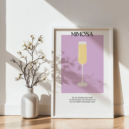 Minimalist Mimosa Cocktail Recipe Framed Poster – Framed Wall Art Poster - Image 4