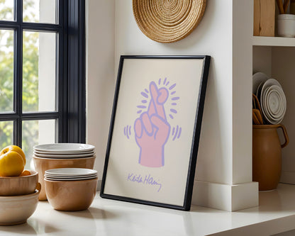 Keith Haring Fingers Crossed Pop Art Framed Poster - View 2