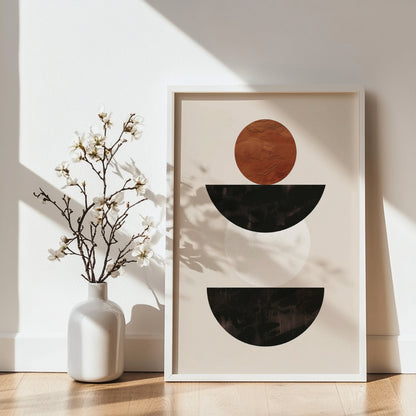 Boho Earth Tones Abstract Geometric Framed Poster – Framed Wall Art Poster - Image 2