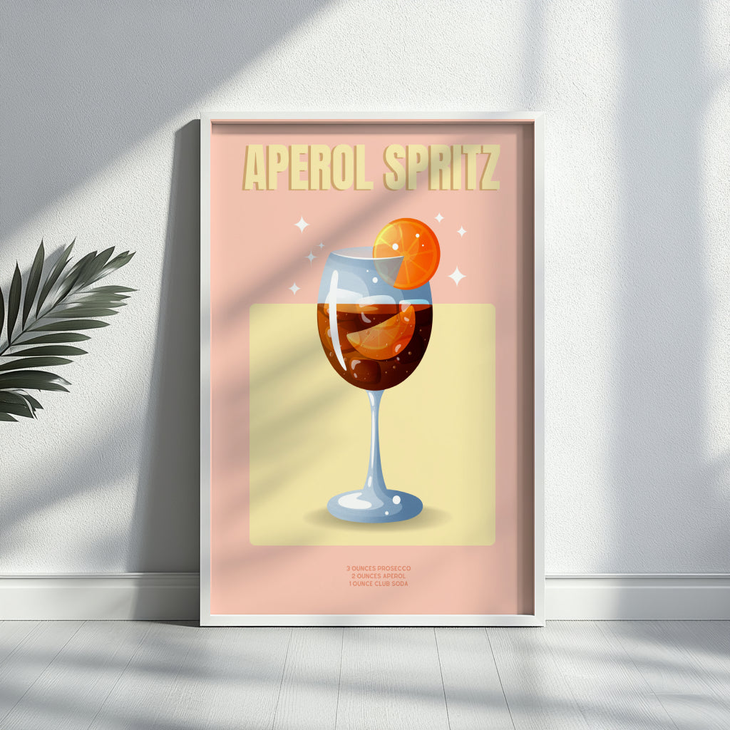 Aperol Spritz Cocktail Recipe Framed Wall Art – Framed Wall Art Poster - Image 2