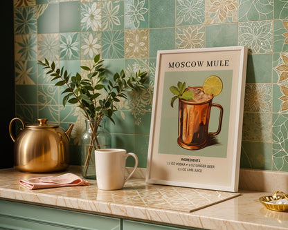 Moscow Mule Cocktail Recipe Framed Poster – Framed Wall Art Poster - Image 1