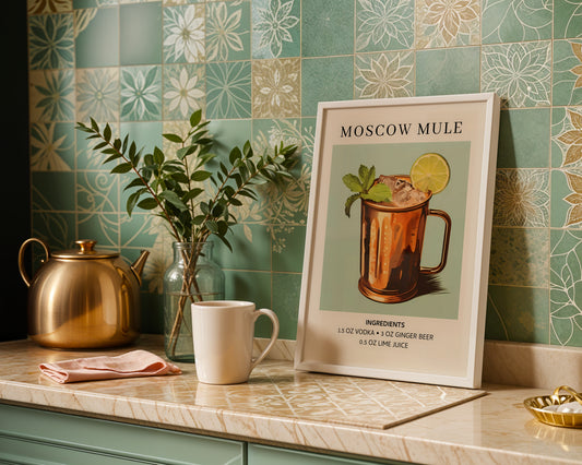 Moscow Mule Cocktail Recipe Framed Poster – Framed Wall Art Poster - Image 1