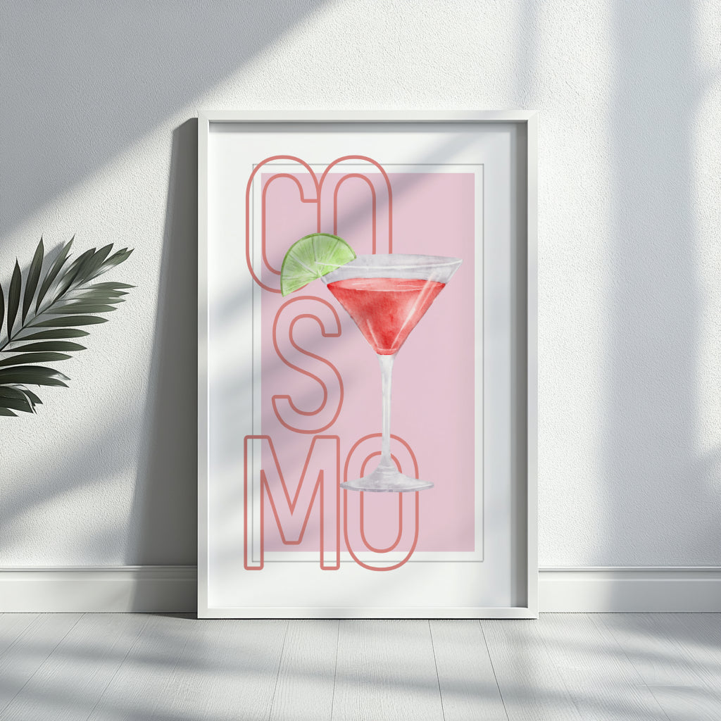 Cosmopolitan Cocktail Pink Wall Art Framed Poster – Framed Wall Art Poster - Image 4