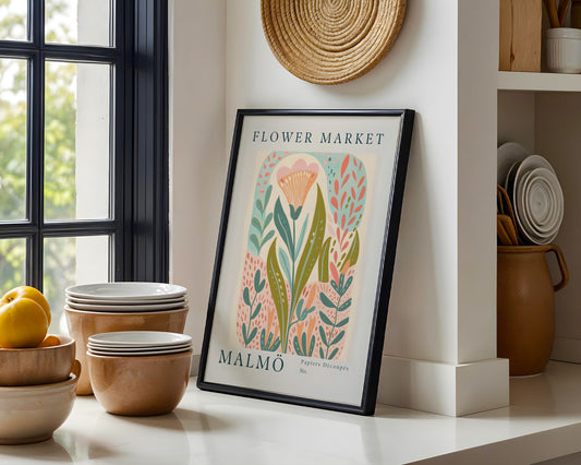 Malmö Flower Market Abstract Floral Framed Poster