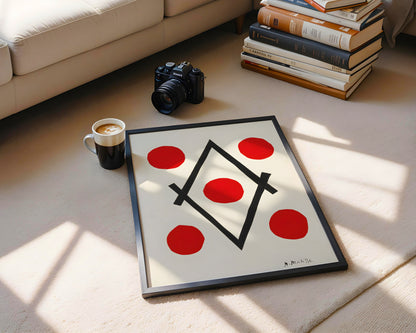 Matisse-Inspired Abstract Red Dots Framed Poster - View 1