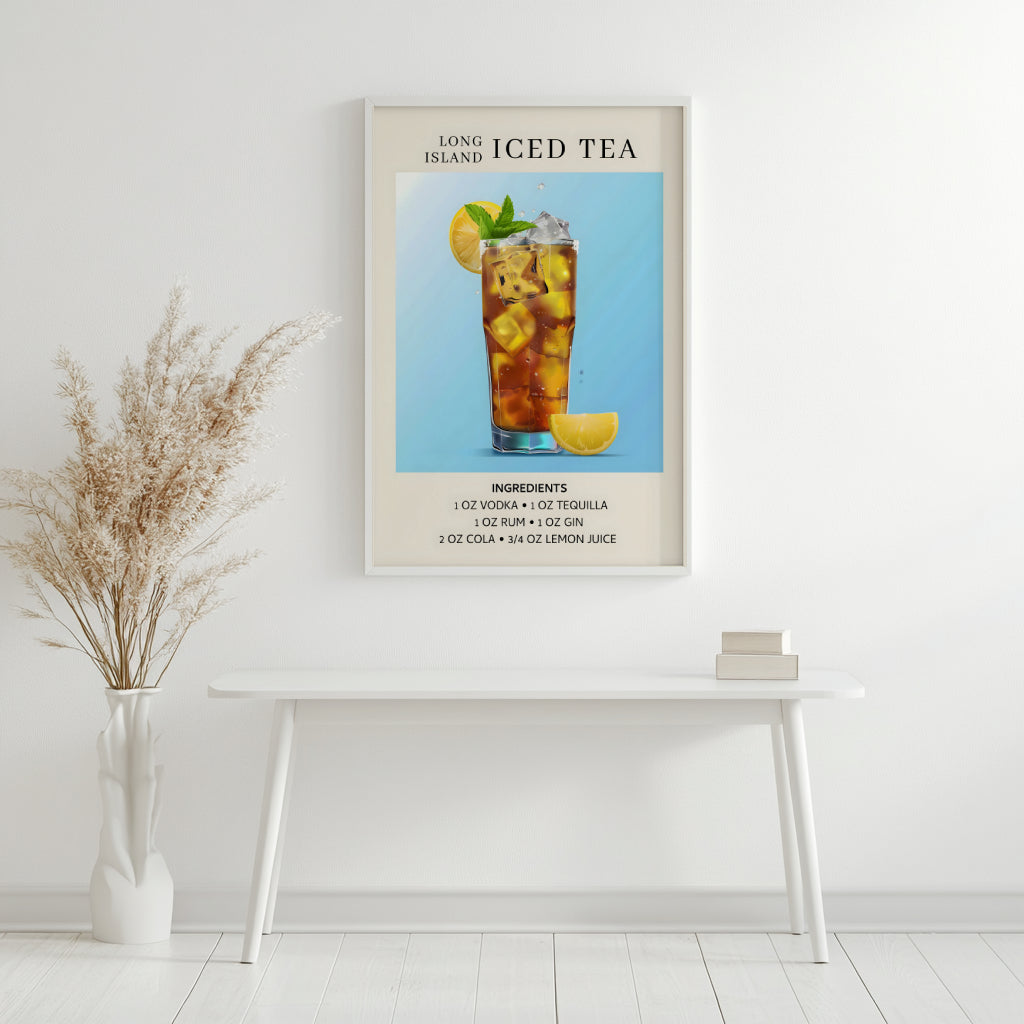Long Island Iced Tea Cocktail Recipe Framed Poster – Framed Wall Art Poster - Image 2
