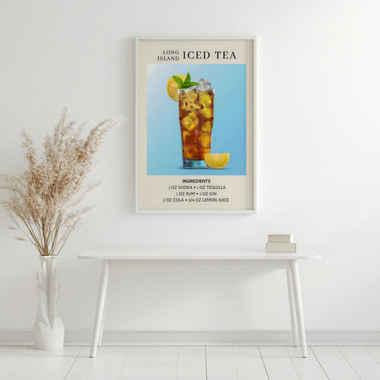 Long Island Iced Tea Cocktail Recipe Framed Poster – Framed Wall Art Poster - Image 2