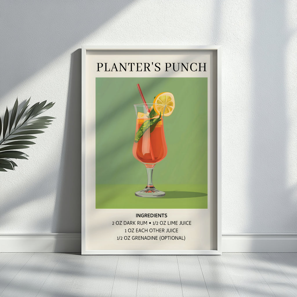 Planter's Punch Cocktail Recipe Framed Poster – Framed Wall Art Poster - Image 3