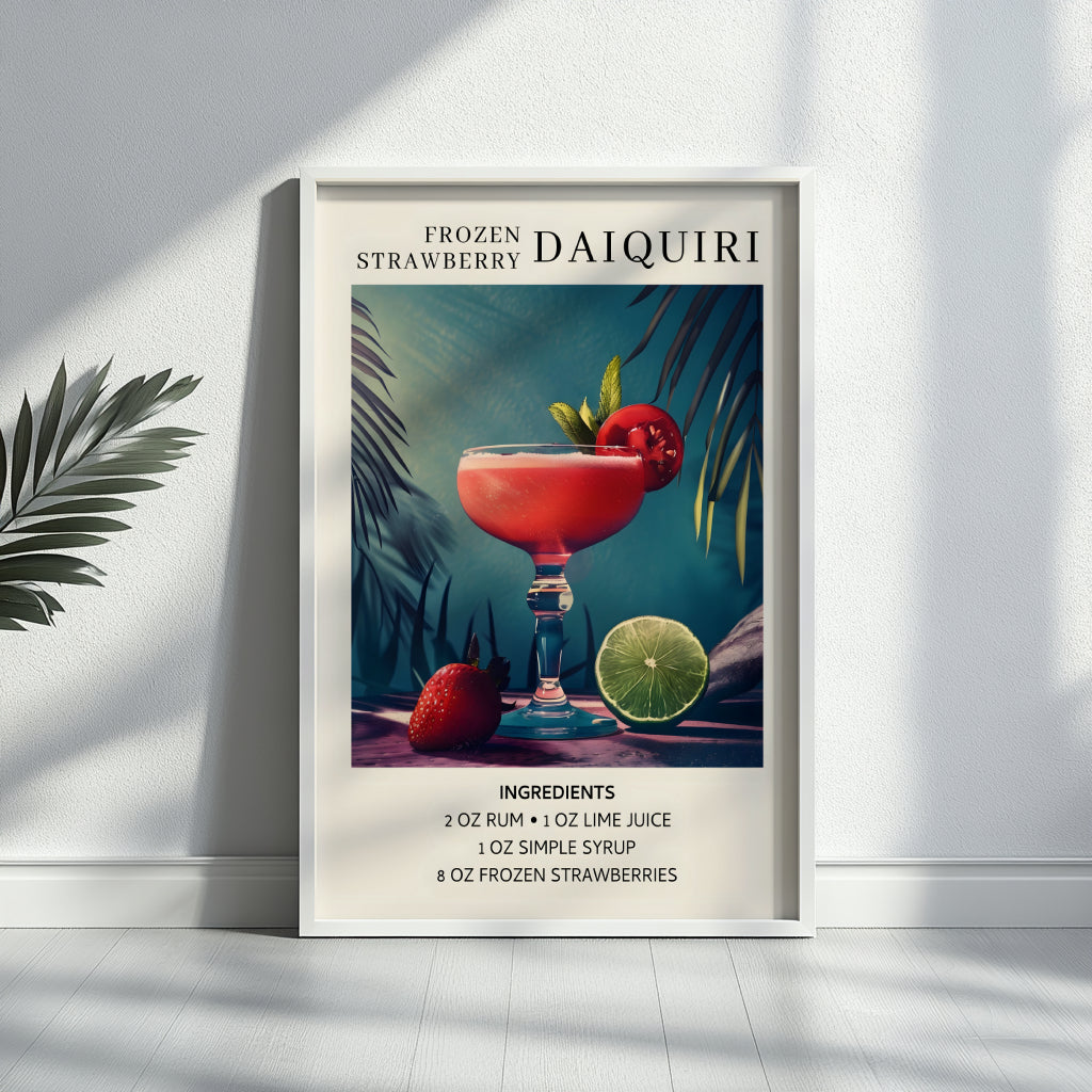 Frozen Strawberry Daiquiri Recipe Framed Wall Art – Framed Wall Art Poster - Image 3