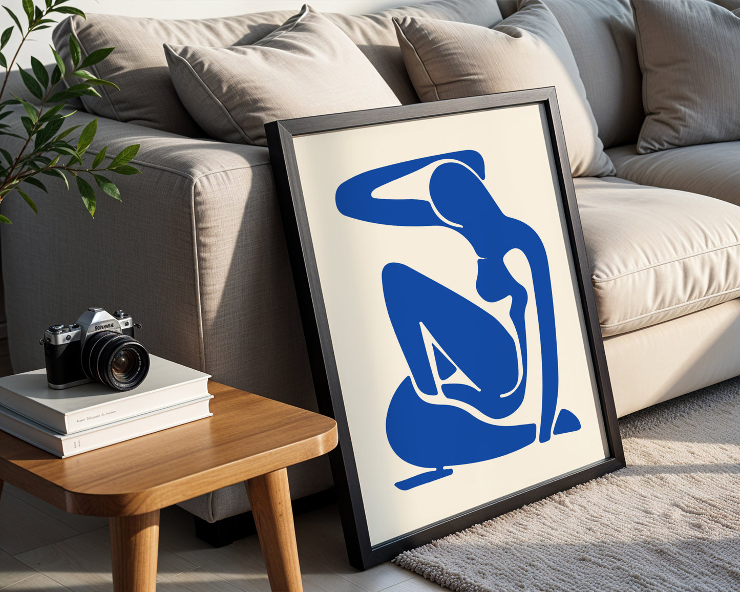 Abstract Blue Nude Woman Figure Framed Wall Art - View 4
