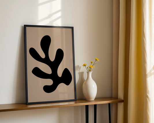 Black Organic Abstract Cut-Out Framed Poster - View 1