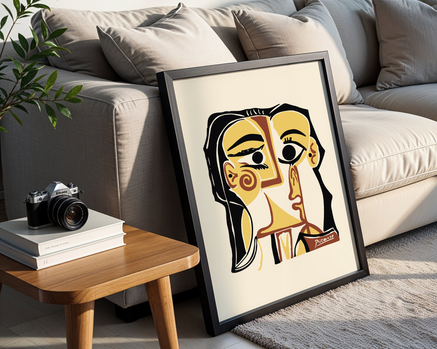 Picasso Style Abstract Cubist Face Framed Poster - View 3